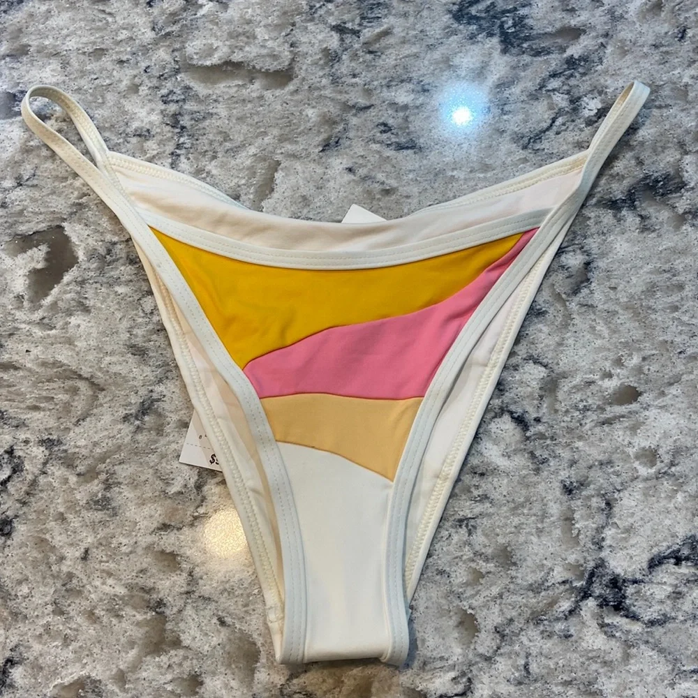 L*Space Daybreak Bitsy Bikini Bottom Medium Colorblock High Leg NWT